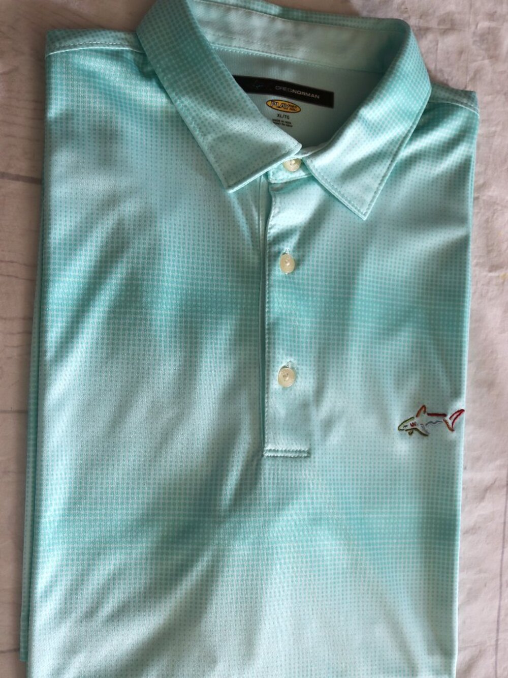 Greg Norman Mint Green Ombre Shark Logo Golf Polo Shirt Mens XL